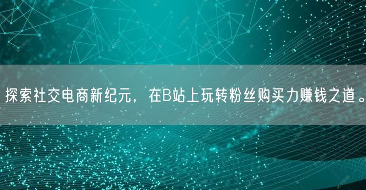 探索社交电商新纪元，在B站上玩转粉丝购买力赚钱之道。