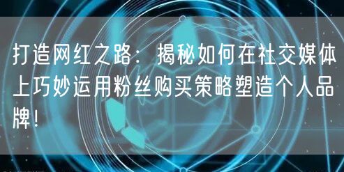 打造网红之路：揭秘如何在社交媒体上巧妙运用粉丝购买策略塑造个人品牌！