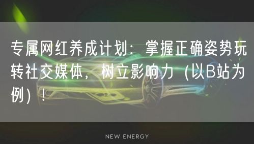 专属网红养成计划：掌握正确姿势玩转社交媒体，树立影响力（以B站为例）!