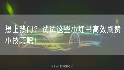 想上热门？试试这些小红书高效刷赞小技巧吧！