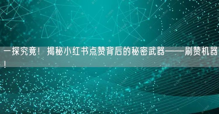 一探究竟！揭秘小红书点赞背后的秘密武器——刷赞机器！