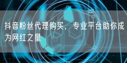 抖音粉丝代理购买，专业平台助你成为网红之星