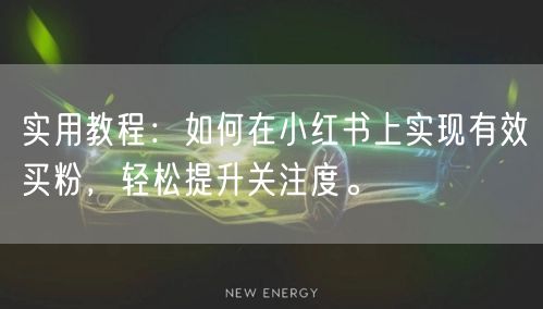 实用教程：如何在小红书上实现有效买粉，轻松提升关注度。