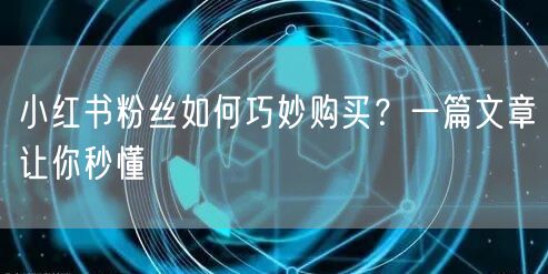 小红书粉丝如何巧妙购买？一篇文章让你秒懂