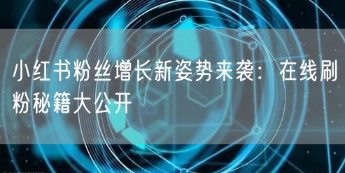 小红书粉丝增长新姿势来袭：在线刷粉秘籍大公开