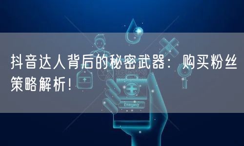 抖音达人背后的秘密武器：购买粉丝策略解析！