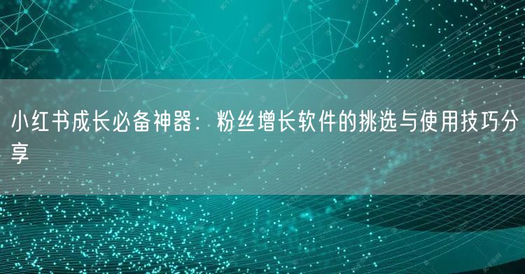 小红书成长必备神器：粉丝增长软件的挑选与使用技巧分享