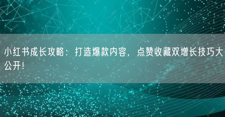 小红书成长攻略：打造爆款内容，点赞收藏双增长技巧大公开！