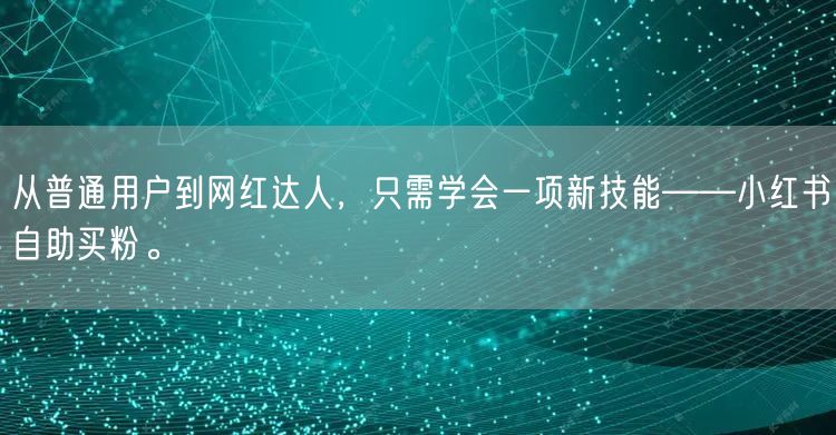 从普通用户到网红达人，只需学会一项新技能——小红书自助买粉。