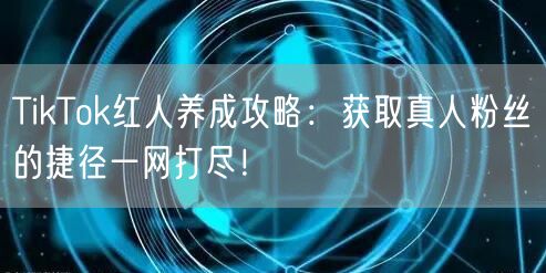 TikTok红人养成攻略：获取真人粉丝的捷径一网打尽！